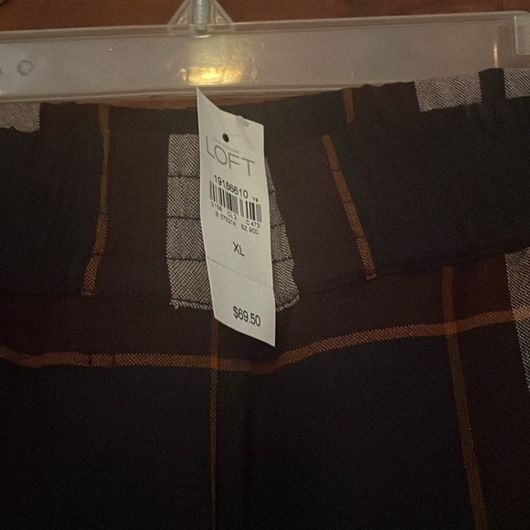 NWT. Loft Plaid Pants color navy burgundy - Picture 2 of 4